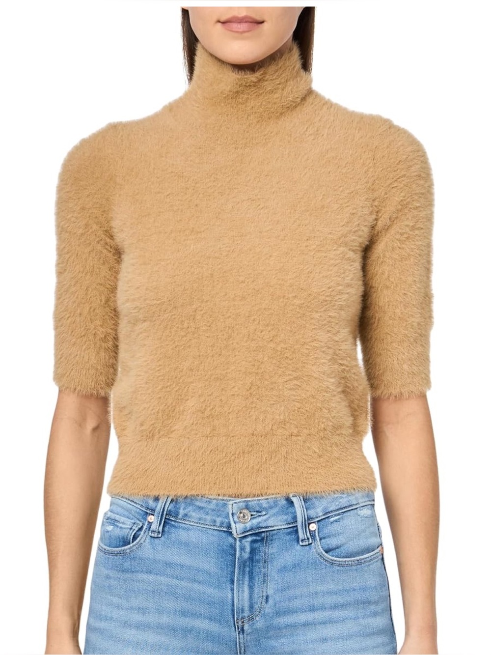 Trina Turk Fuzzy Sweater in Camel Brown